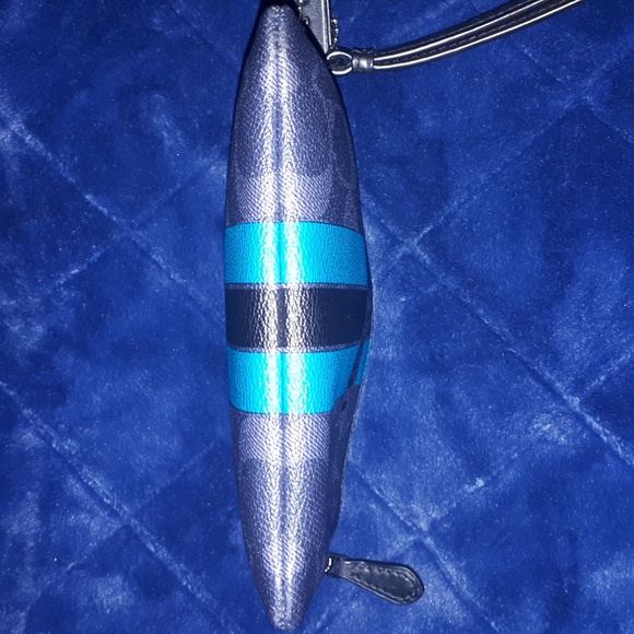 COACH~Varsity Stripe Black Pouch with Wristlet - Picture 4 of 4